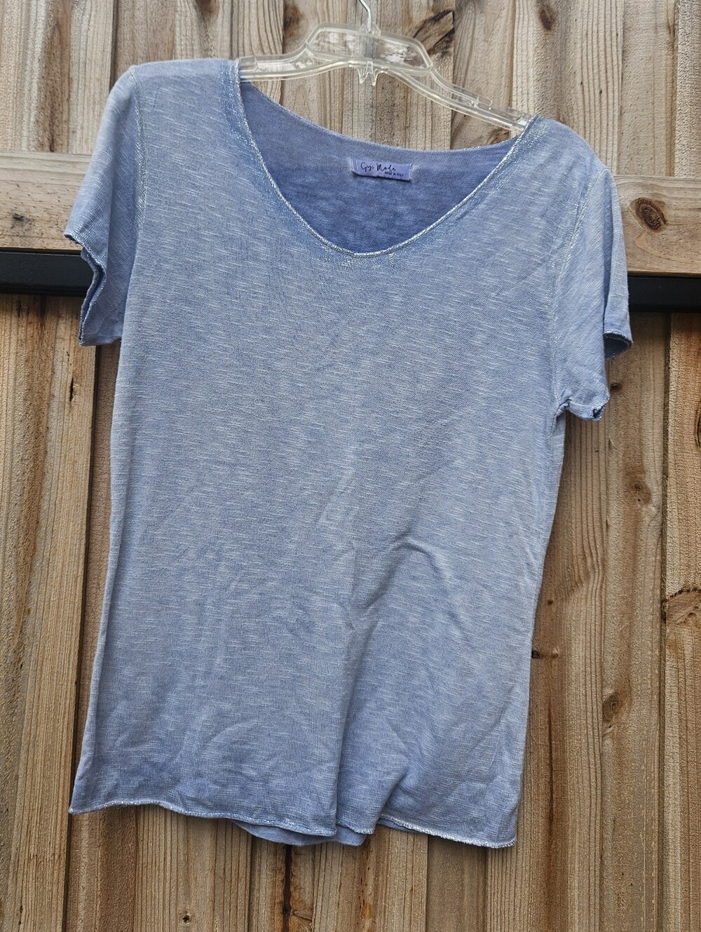 Gigi Moda Vneck Cotton Shimmer Top One Size Fits Most M/L